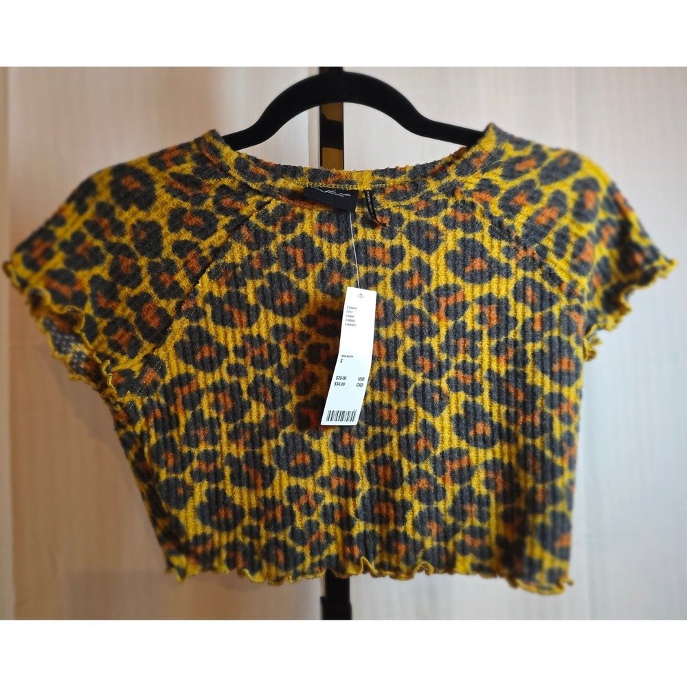 Urban Outfitters Small Out From Under Leopard Animal Print Crop Top Ruffle Hem‎
